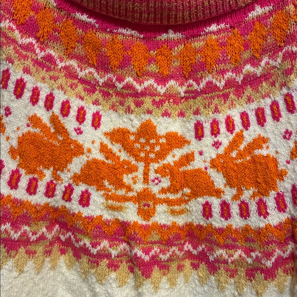 Pink & Orange Fair Isle Cropped Sweater - Womens - Picture 3 of 5